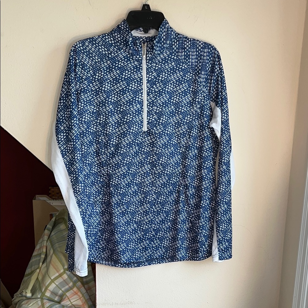 Pebbleโ Beach Navy and White Performance Pullover
